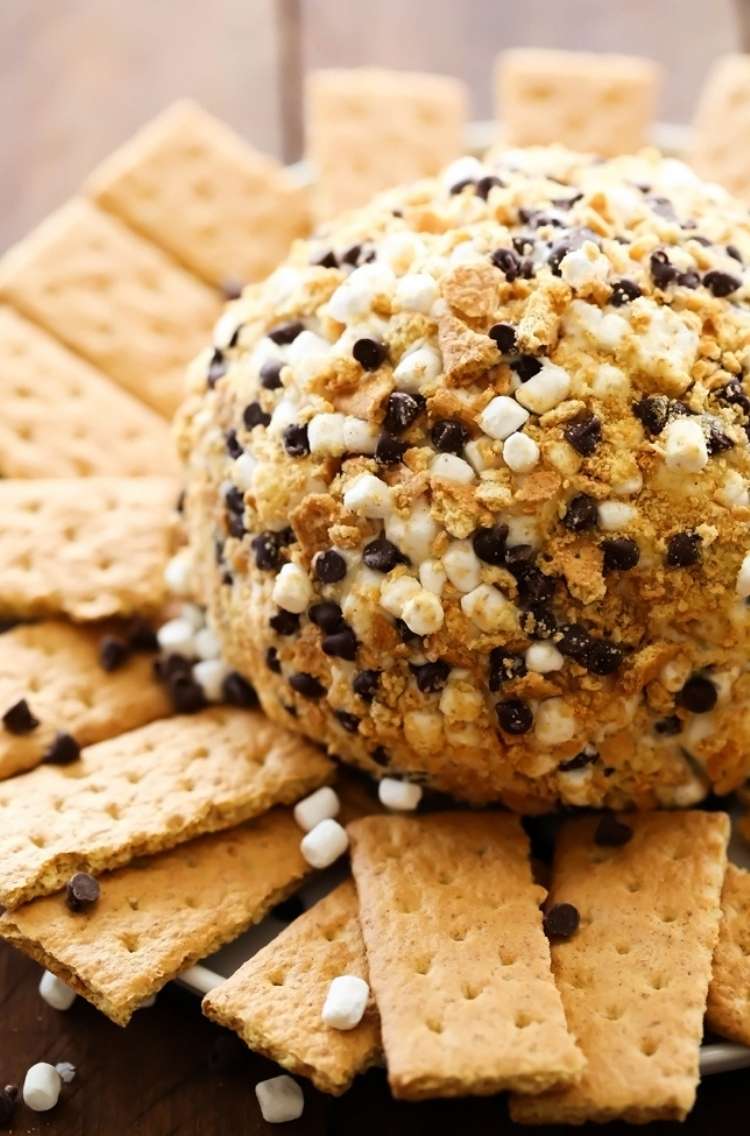 Smore cheese ball with graham crackers