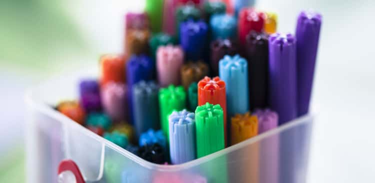 stain removal - assorted permanent markers in a box