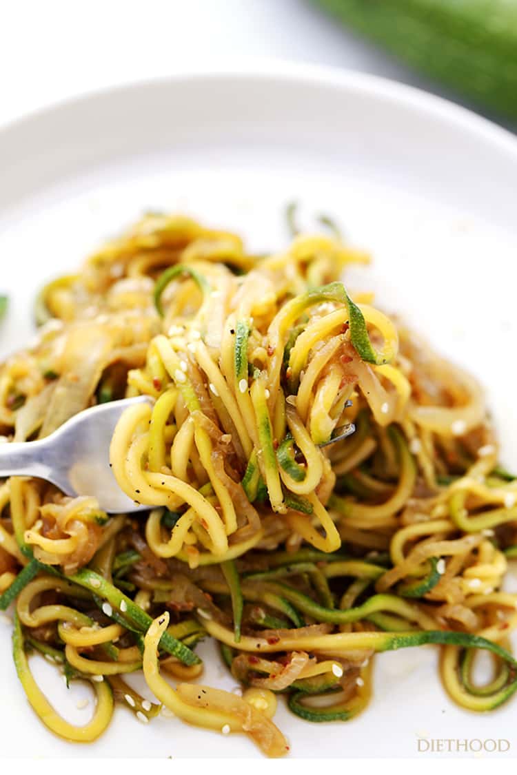 Spiralizer recipe - Stir Fry Zoodles and Onions