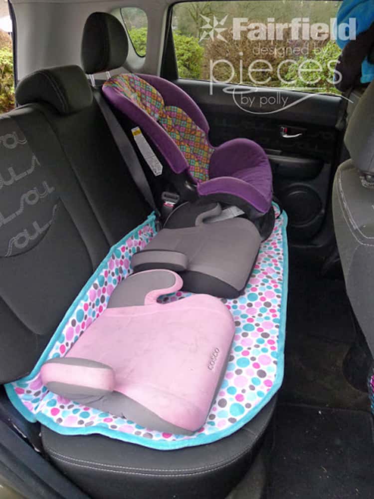 upholstery tips - back car seat with 3 children's car seats on a DIY car seat cover