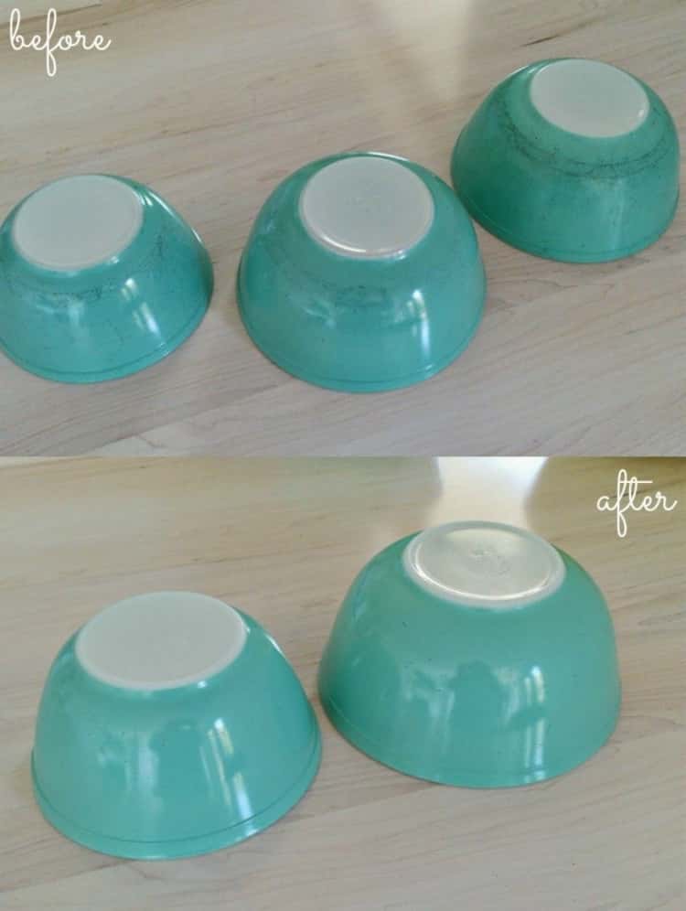 clean and restore vintage pyrex before and after images