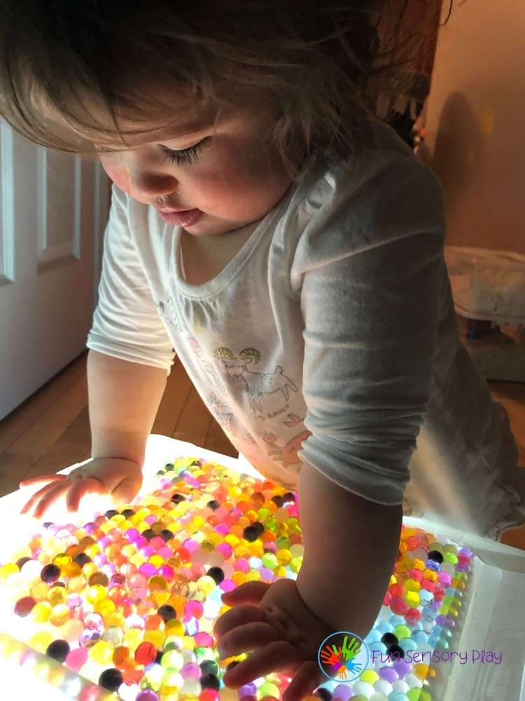 water bead sensory light box