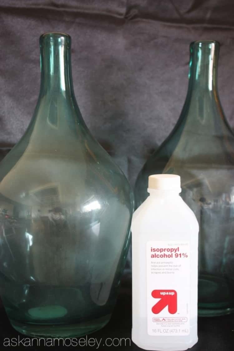 Clean off the foggy look from your glass bottles using rubbing alcohol