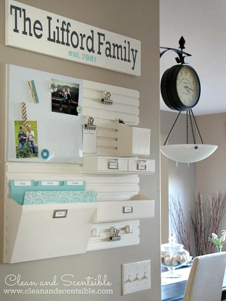 a kitchen wall mounted organization center 