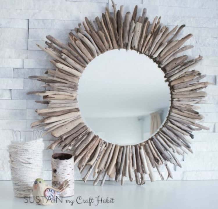 sunburst driftwood mirror tutorial 