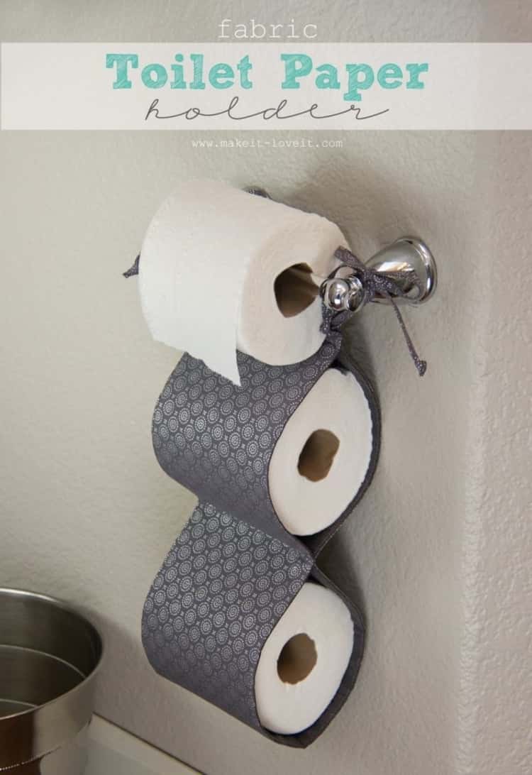 DIY customized toilet paper storage holder using fabric that you can make yourself