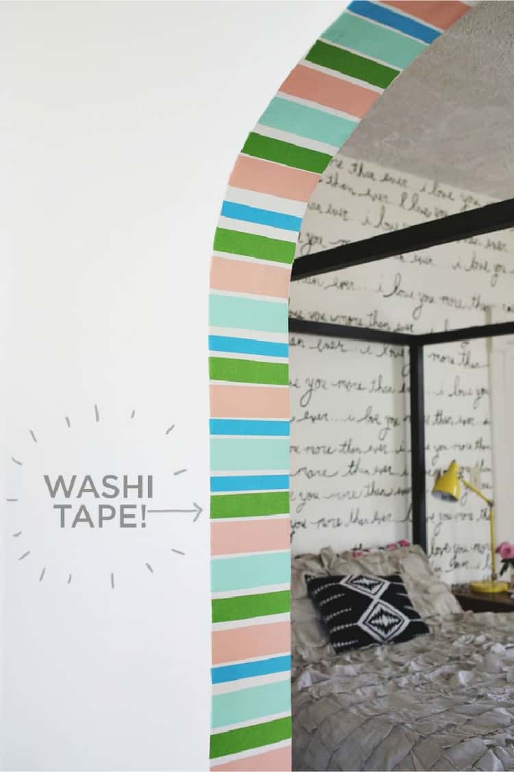 colorful entrance with washi tape stripes