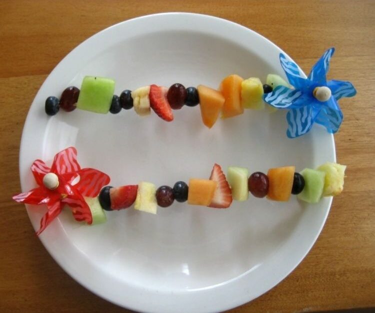 This playful little pinwheel kabob is a wonderful way to serve fruit to your kids. 