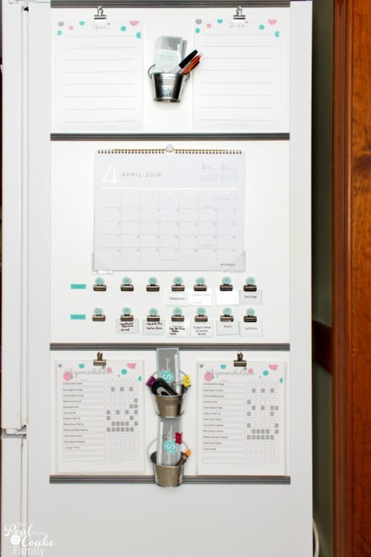 Meal Planning and calendar With Clip Systems with magnets On Your Fridge