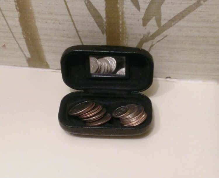 coins stored in contact lens cases