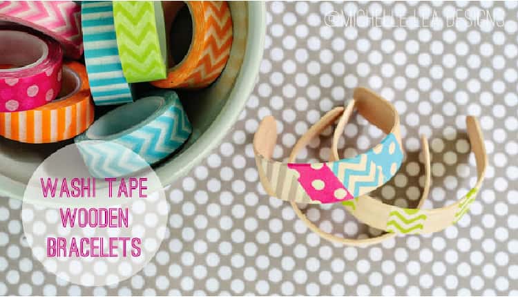 DIY Wooden Bracelets Decorated With Washi Tape