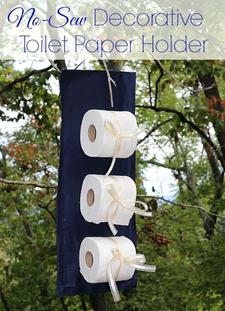 Decorative easy DIY no-sew project to keep toilet paper handy