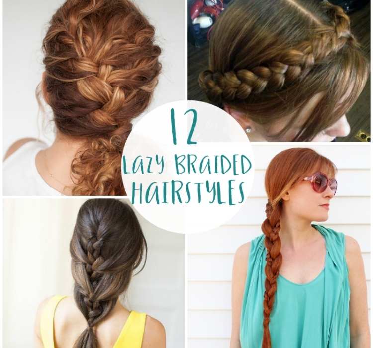 Braid square collage- crown braid, mermaid braid, fishtail braid, and Elsa braid