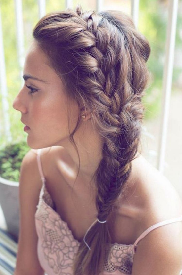 This gorgeous beach hair braid within a braid look is a fun kind of messy look for the beach this summer.