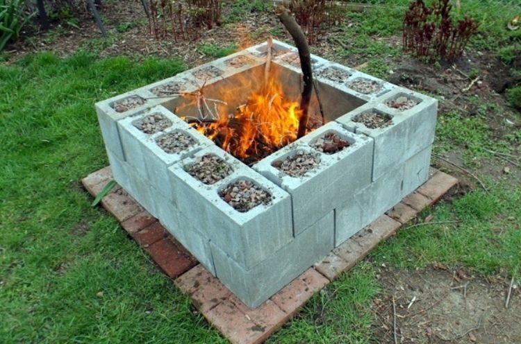 This cinder block fire pit is a clever way to have a fun inexpensive space outside. 