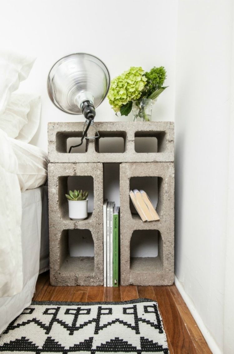 This is a fantastic home made cinder block side table idea. 