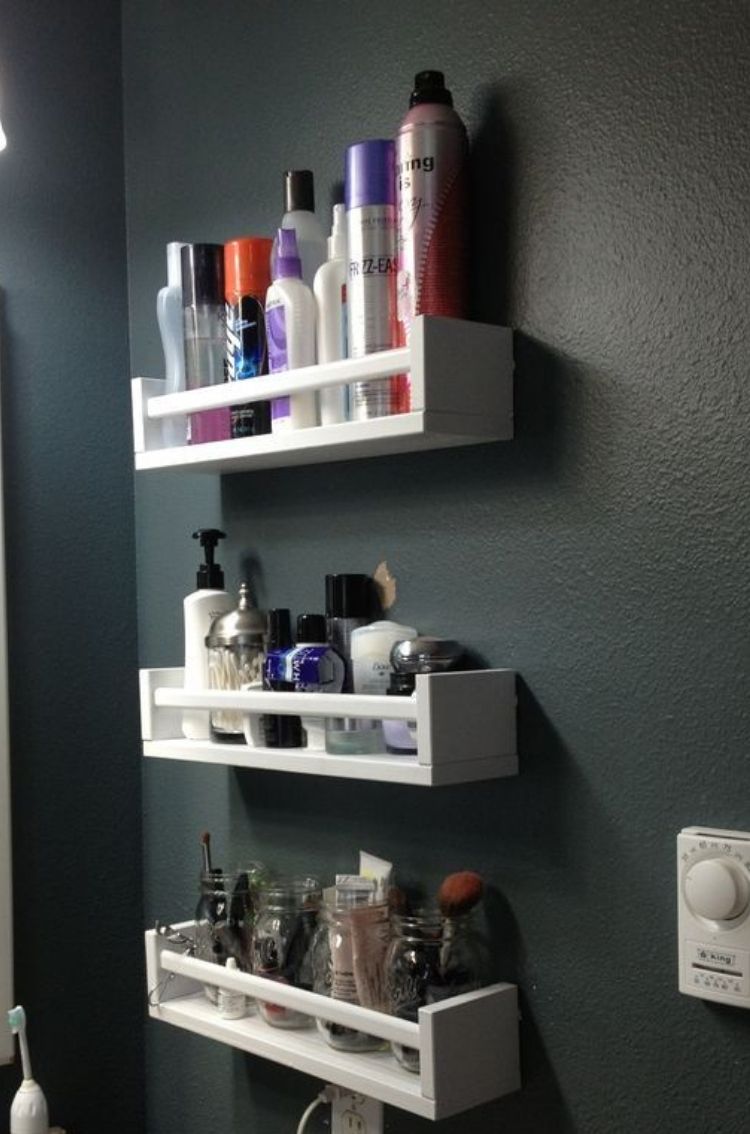 If you simply need a little extra storage, this idea for wall shelves is fabulous. 