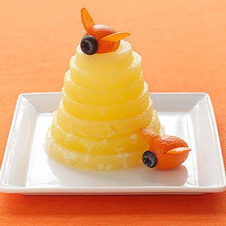There will be all kinds of buzz about fun dish. Use pineapple to create a bee hive, then other fruit to make bees. 