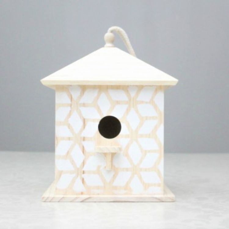 stenciled birdhouse