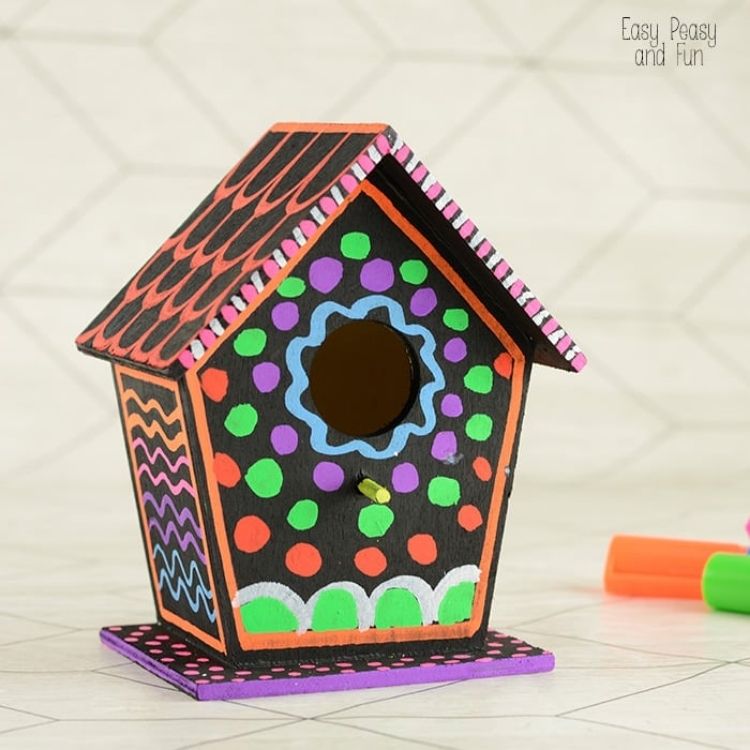 painted wooden birdhouse