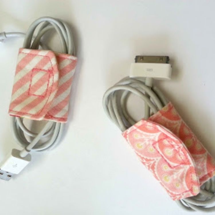 DIY cord organizers with fabric wraps