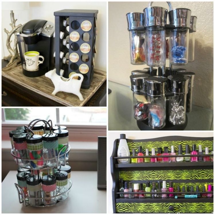 Organizing Craft Supplies in a Spinning Spice Rack