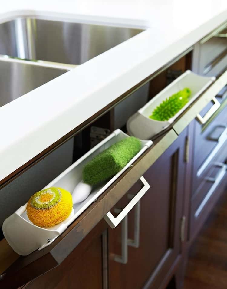 Cleaners storage drawer under sink