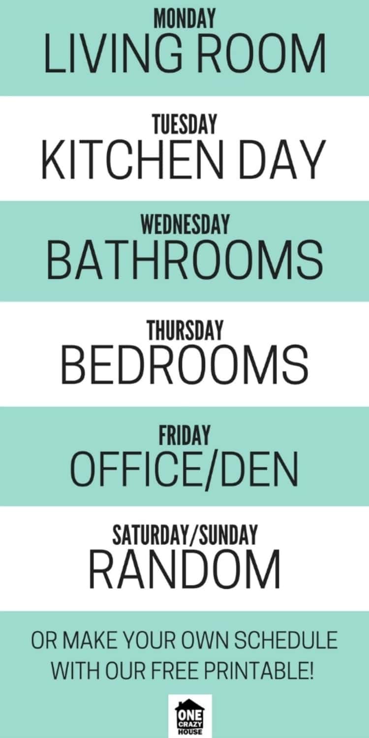 Weekly house cleaning shop schedule
