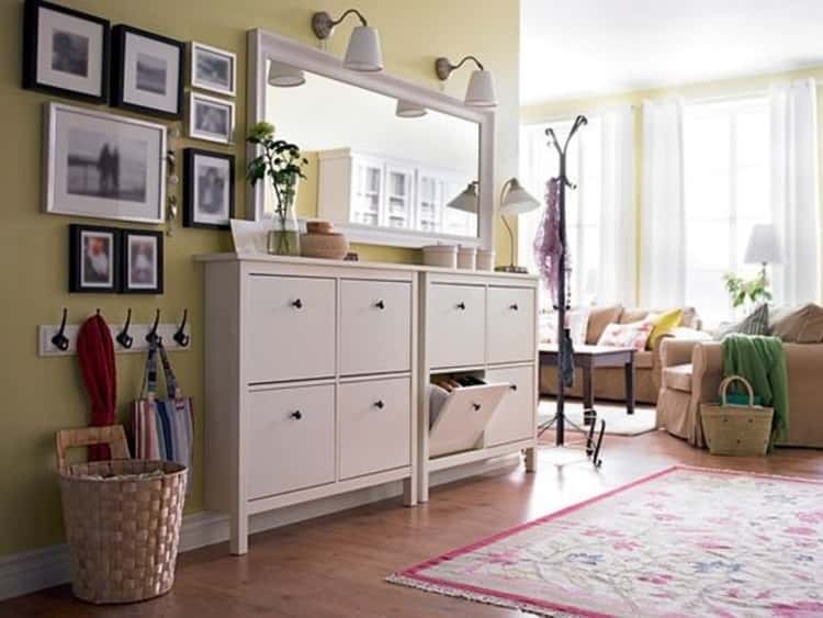 Shoe cabinet and hooks for entry way