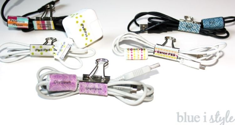 use binder clips for storing electronic cords