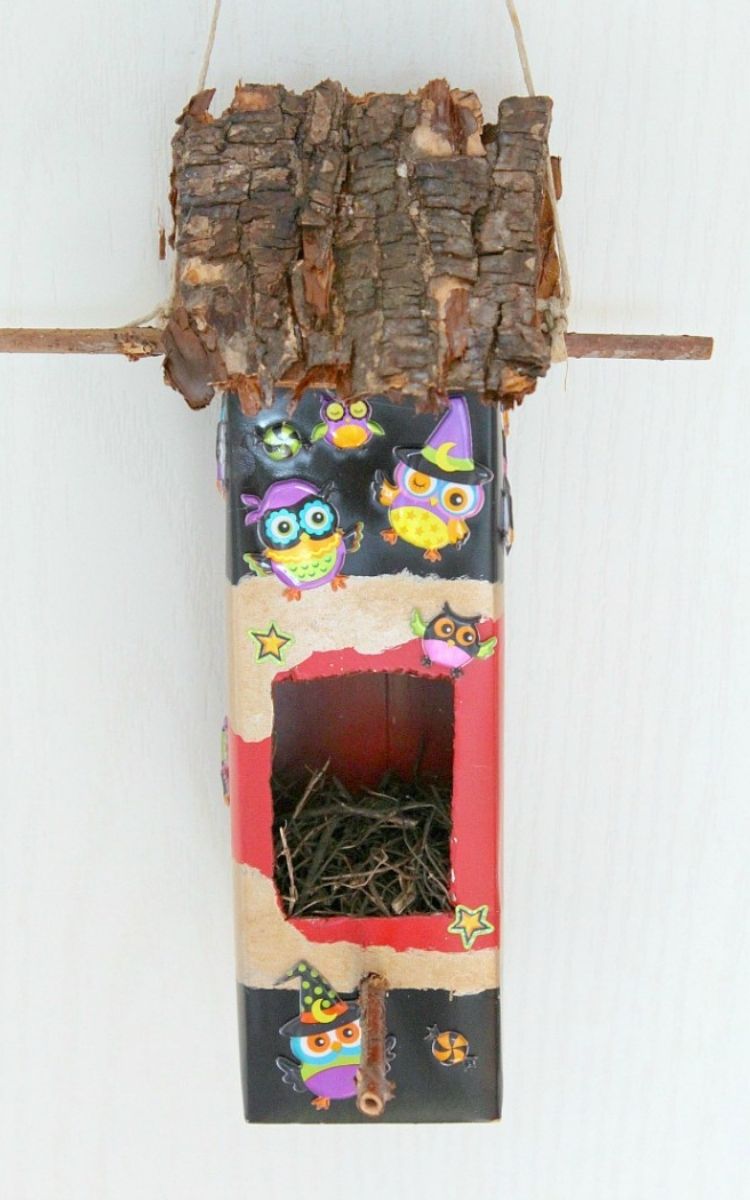 milk carton birdhouse