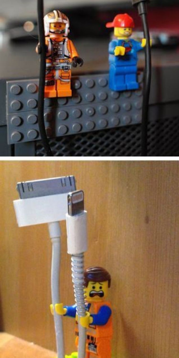 Lego men cord holders