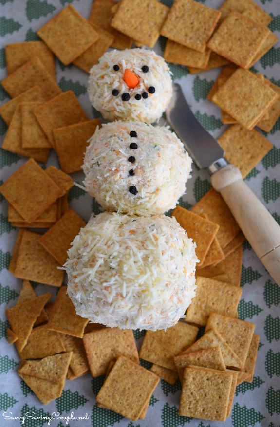 Cheeseball recipe snowman