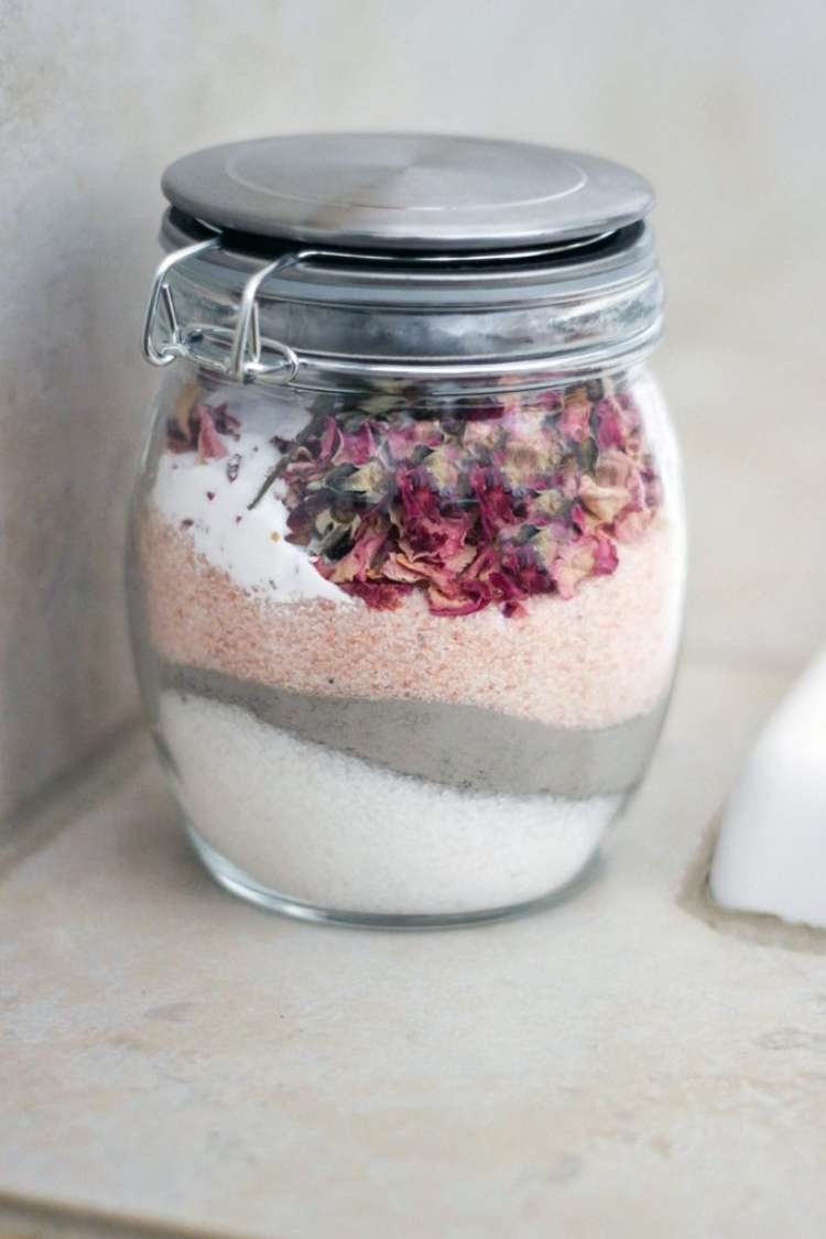 OneCrazyHouse gifts for stress relief Jar of sugar and rose petals for bath