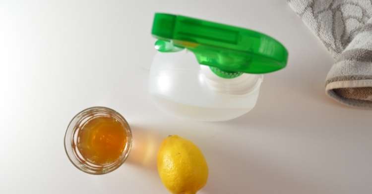 OneCrazyHouse hacks for cleaning spray bottle with cup near it and a lemon