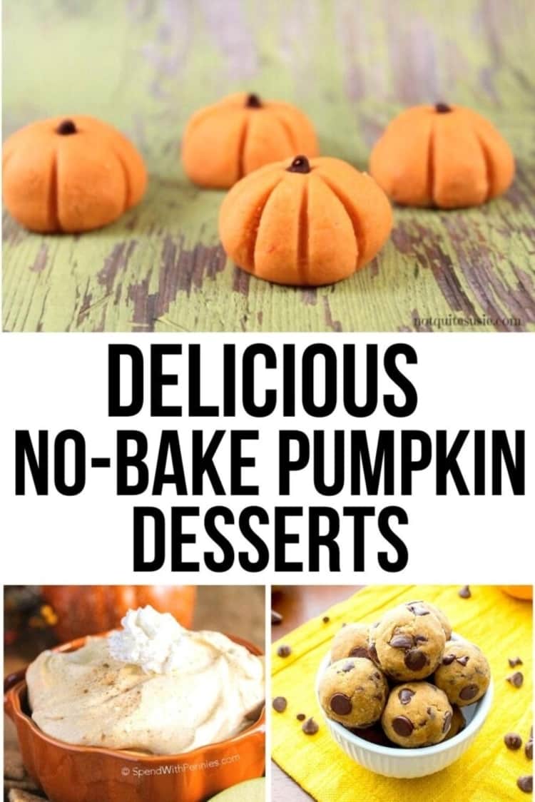 Collage photo featuring pumpkin dessert recipes for any occasion.