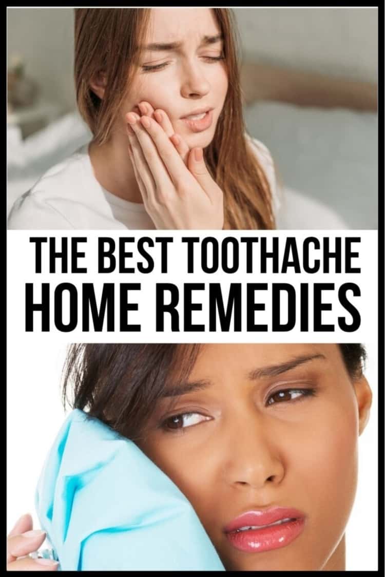 2-photo collage of 2 ladies experiencing toothache with the title THE BEST TOOTHACHE HOME REMEDIES
