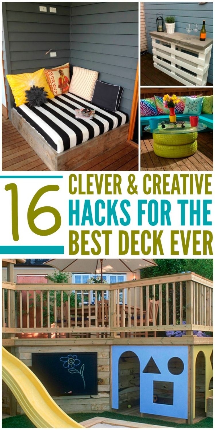 College of deck ideas for utilizing space, creating bars, tables, and DIY daybeds. 