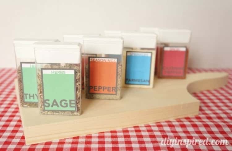 spices and dried herbs in Tic Tac containers 