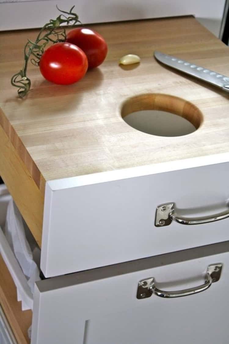 Chopping board to bin storage under sink idea