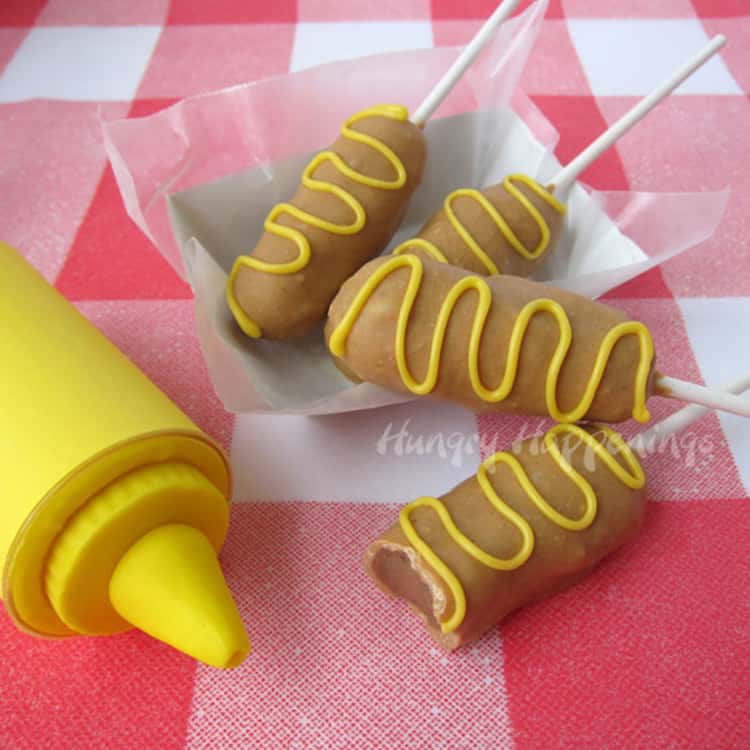 Corn dogs made from corn pops and cream cheese frosting. Creative, tight?