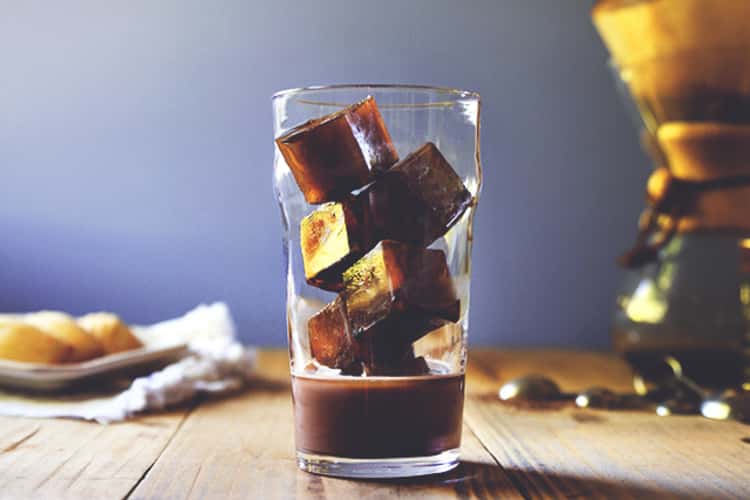 Ice cubes made of coffee 