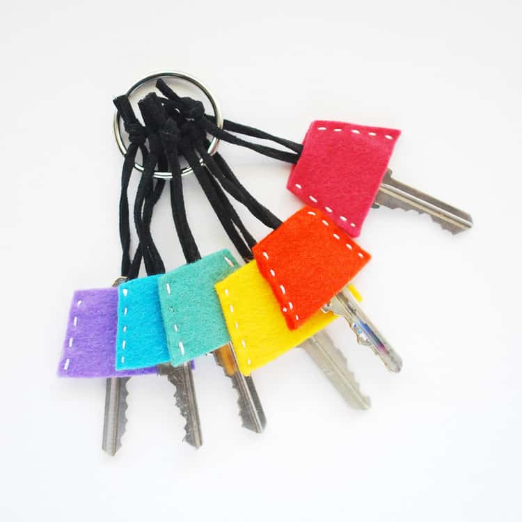 Felt colored covers for key rings as key tracker