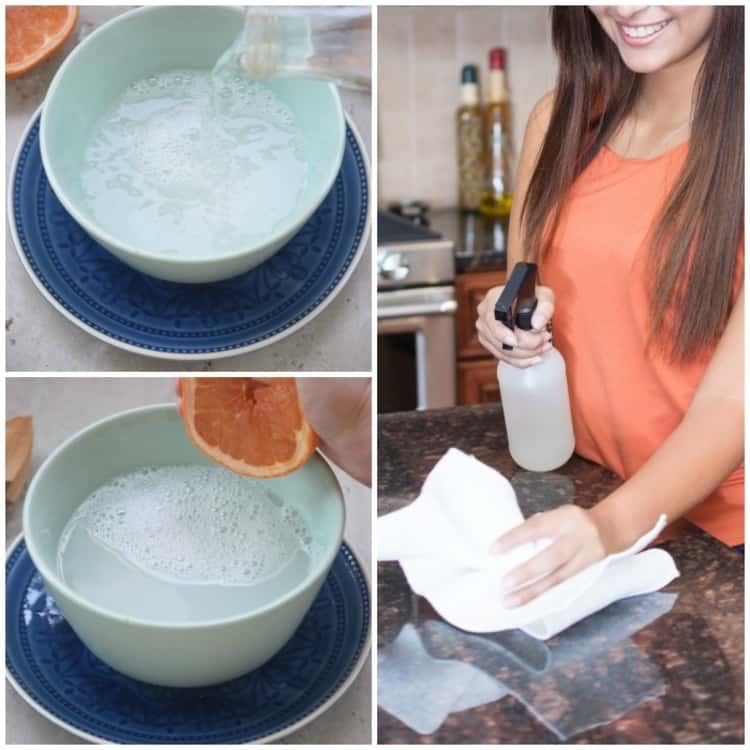 DIY granite countertop cleaner made in five simple steps