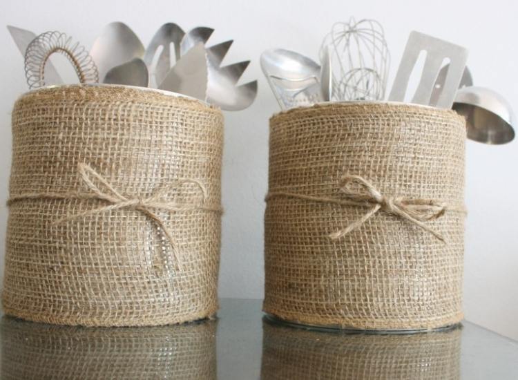 Use twine and burlap for an unusual upcycling canister craft.