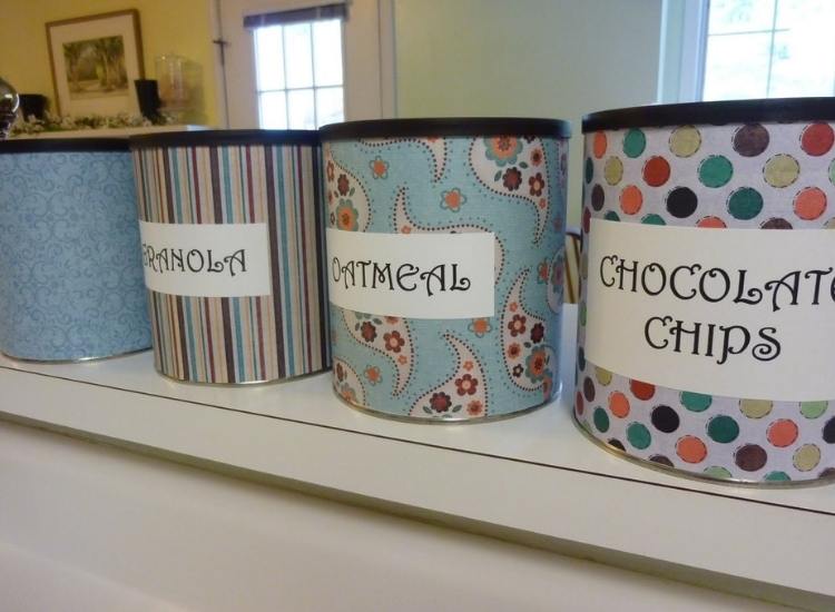 Sort and organize the pantry with these fun, repurposed formula canisters.