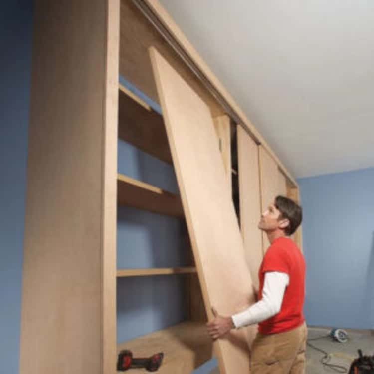 Garage cabinets with sliding doors