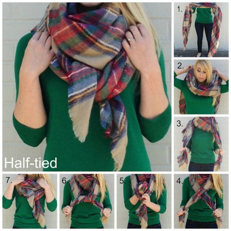 example of half tied scarf method 