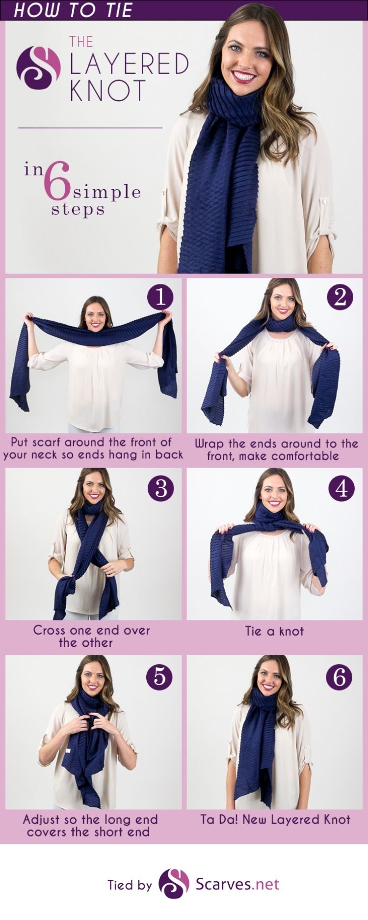 steps to tie a layered scarf