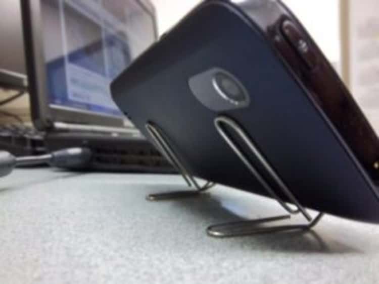 Phone holder paper clip hack